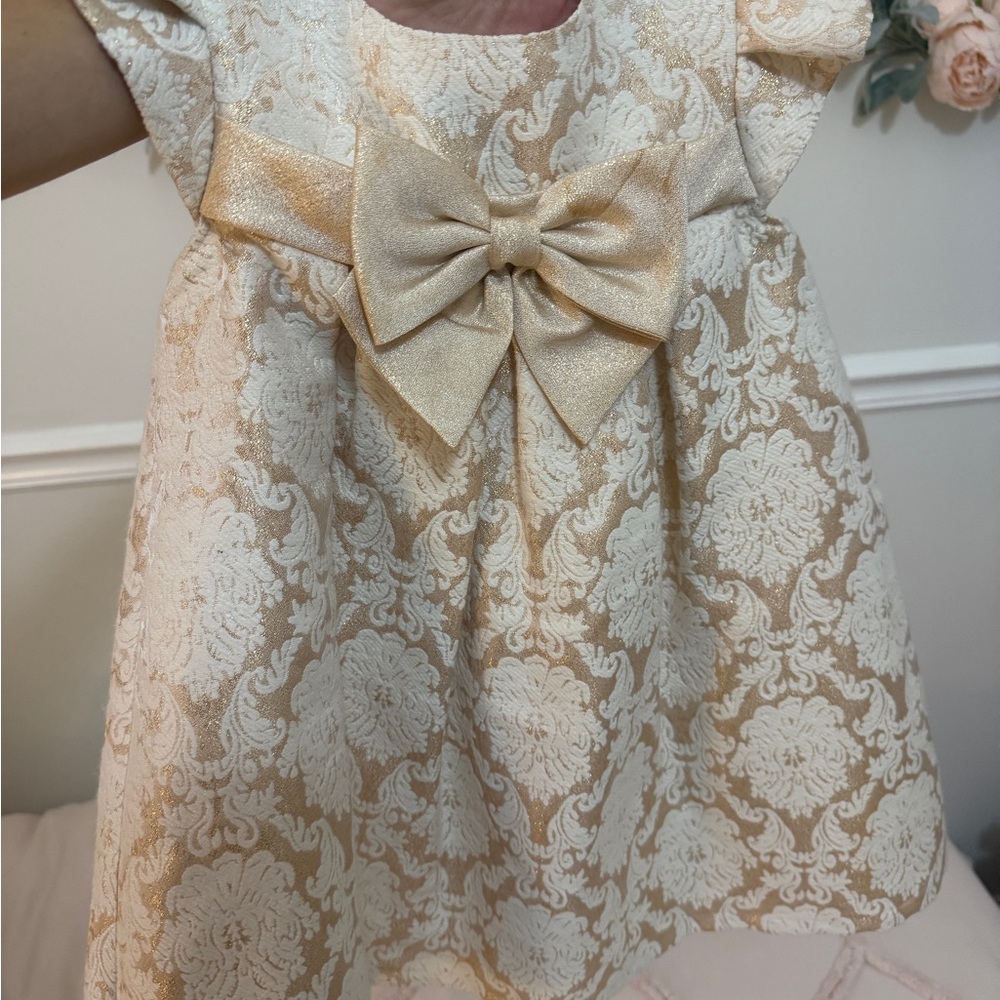 Bonnie Jean Cream and Gold Formal Kids Dress